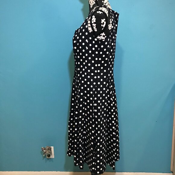 Ralph Lauren Polka Dot Woman's Dress EUC Rockabilly Size 12 Black & White Retro - Picture 6 of 16